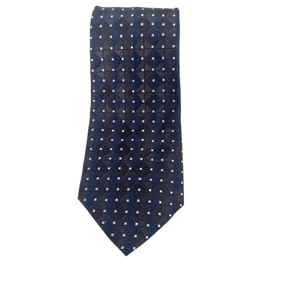 Paul Dione Mens Silk Necktie Men's Neck Tie Brown Geometric Design - Picture 1 of 5